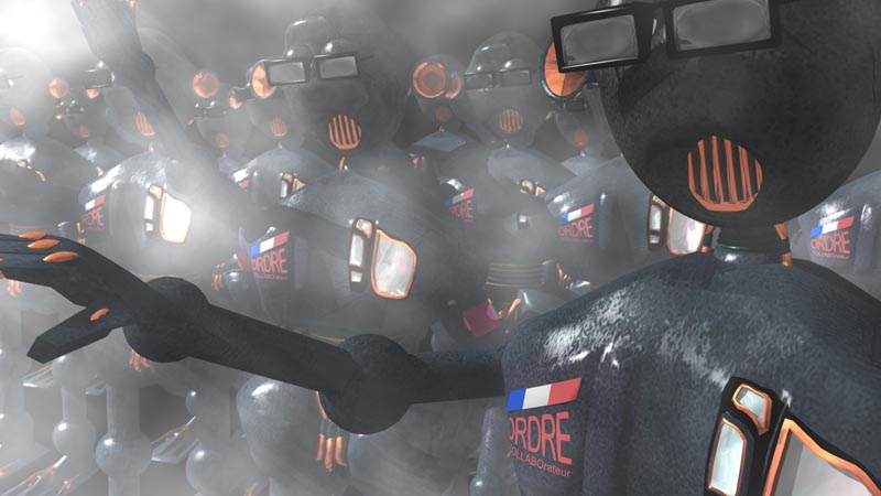 La police fait regner la terreur pour proteger les privilèges des nantis et des populations les plus favorisées Les robots flics defendent les privilèges de certains